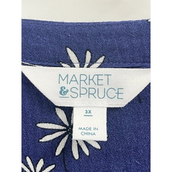 Market & Spruce Blue Floral Flowy Boho Shirt Sz 3X - Picture 4 of 6